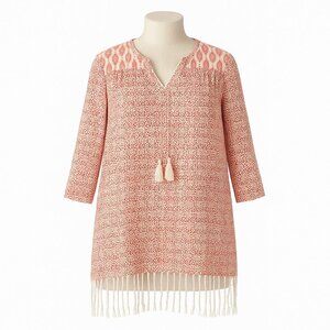 Roberta Roller Rabbit Sanav Serafina Tunic with Fringe in Coral Size Medium NWT